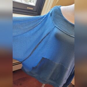 Free People Light Blue Waffle-Knit Women’s Shirt